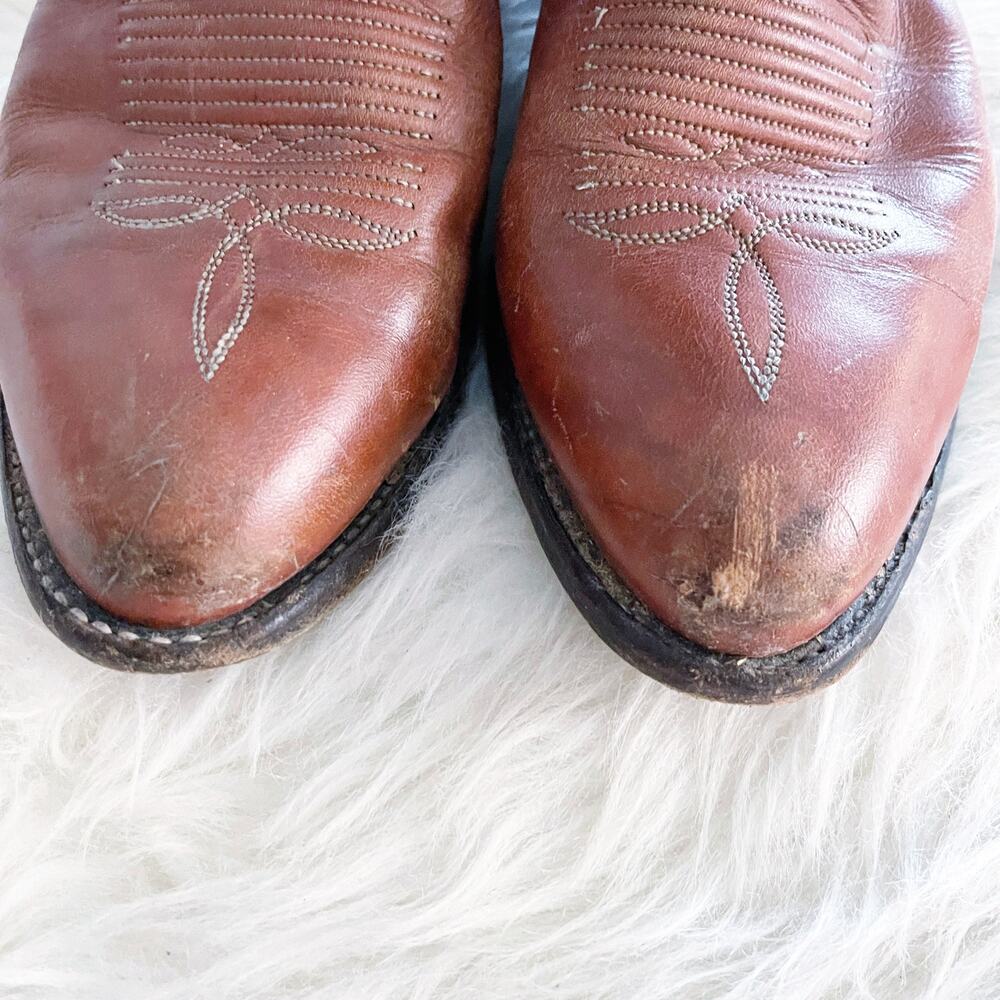 Tony Lama Cognac Leather Western Cowboy Boots Men's 9D - Picture 3 of 8